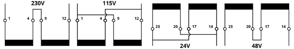 Series-parallel connection of the encapsulated transformers UI48